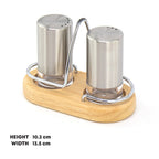Salt & Pepper Shaker with Wooden Holder Cylindrical