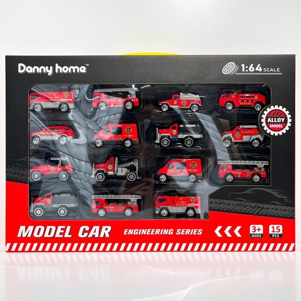 15PCS Die-cast Fire Engine Set