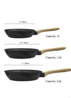 “Uakeen” 3 PCS 20/24/28cm Toughened Non-Stick Fry Pan Set - Black