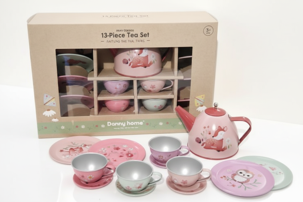 13-Piece Children's Tin Tea Set