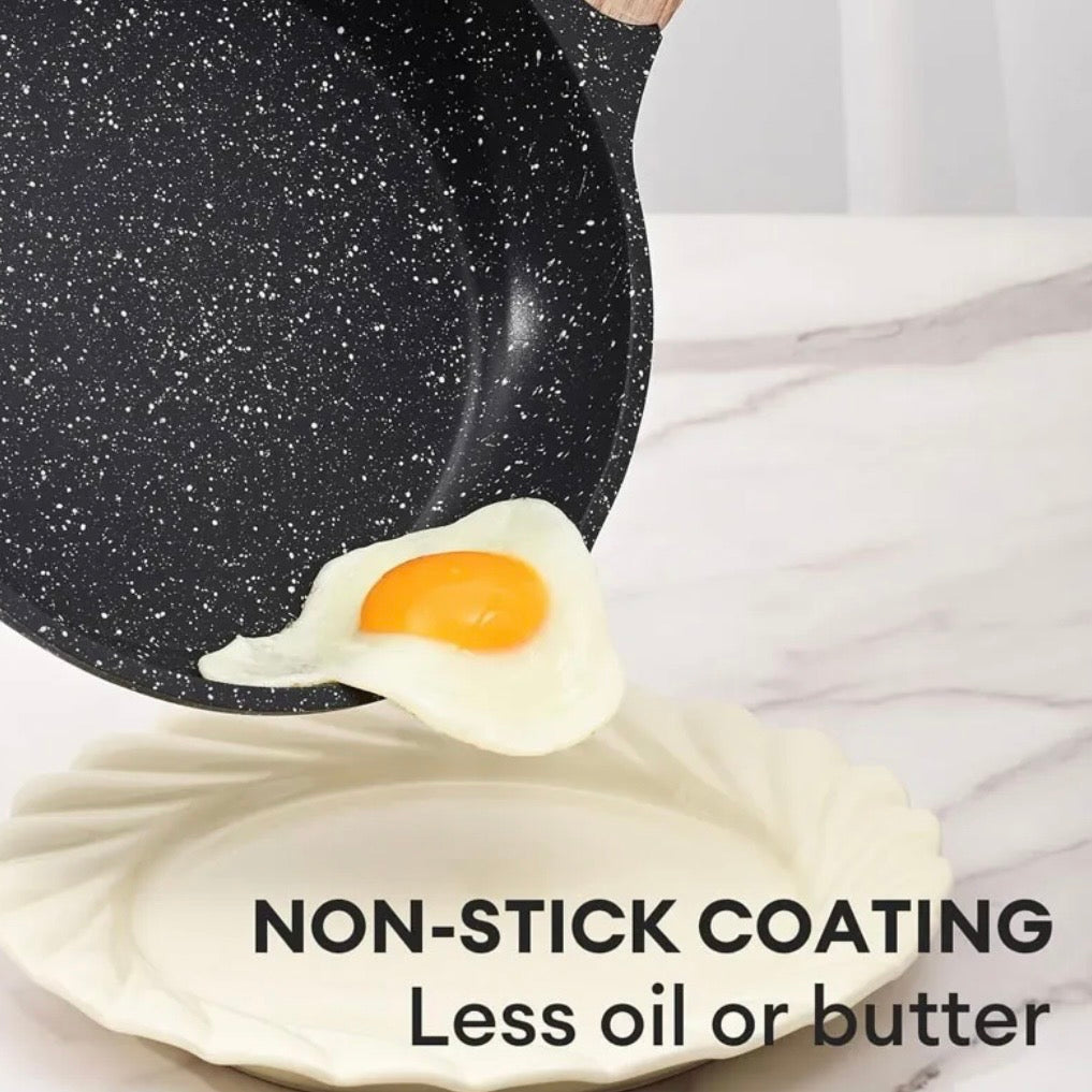 “Uakeen” 3 PCS 20/24/28cm Toughened Non-Stick Fry Pan Set - Black