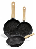 “Uakeen” 3 PCS 20/24/28cm Toughened Non-Stick Fry Pan Set - Black