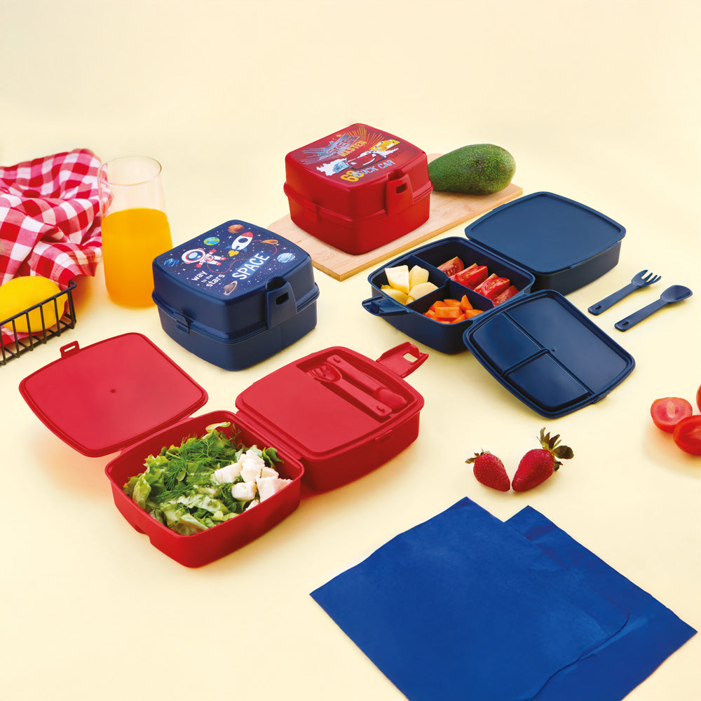 “Tuffex” Lunch Box with Cutlery Red