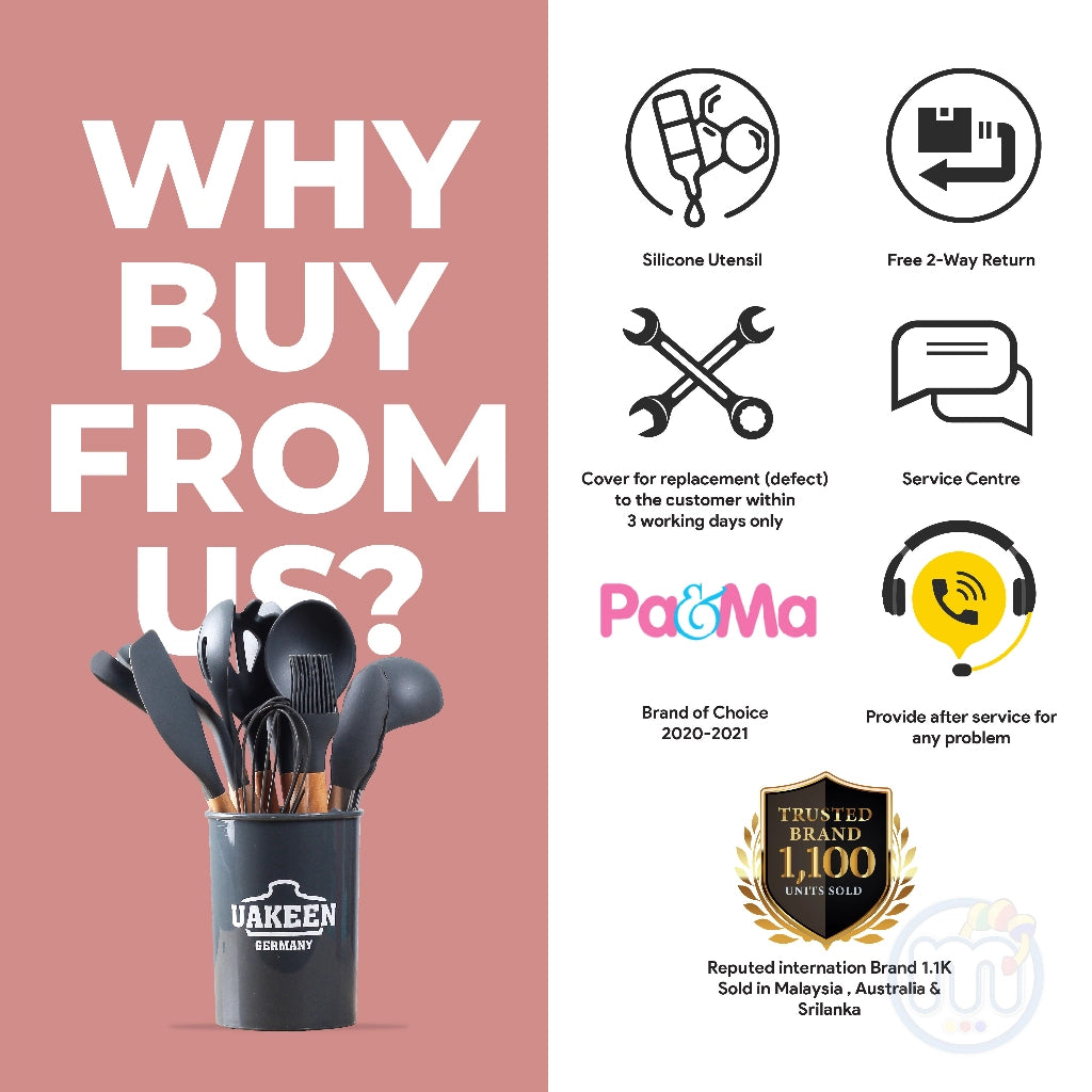 “Uakeen” Germany 12pcs Silicone Utensils