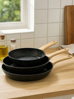 “Uakeen” 3 PCS 20/24/28cm Toughened Non-Stick Fry Pan Set - Black