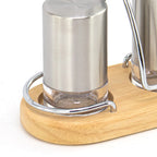 Salt & Pepper Shaker with Wooden Holder Cylindrical