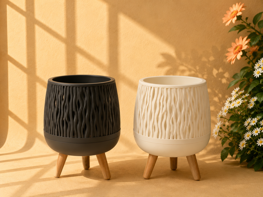 Nordic Planter with Wooden Stand