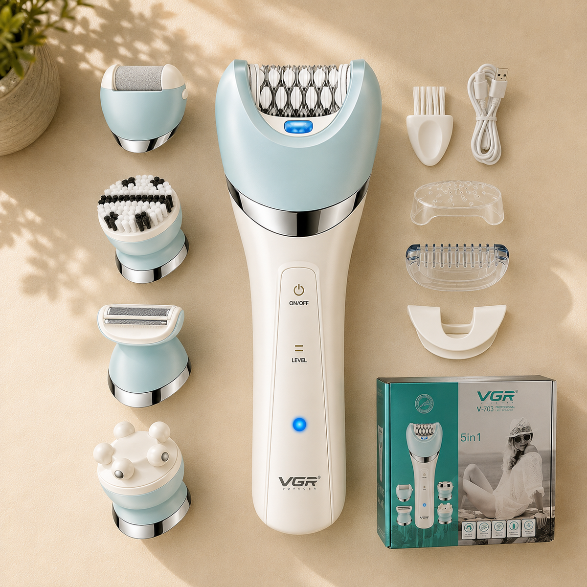 VGR V-703 Professional 5-in-1 Women Grooming Kit Shaver and Facial Massager & Body Massager