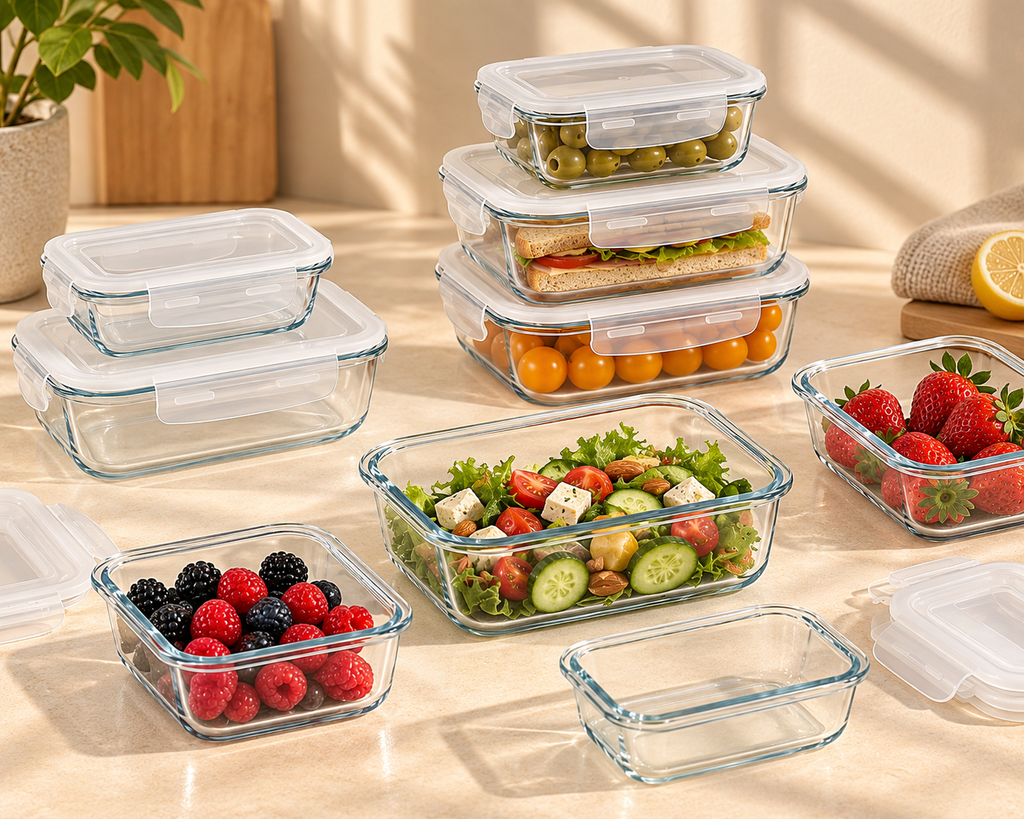 Set of 10 Food Glass Containers