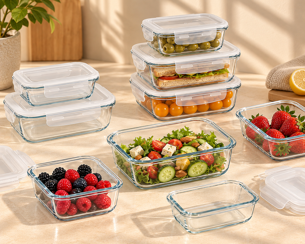 Set of 10 Food Glass Containers
