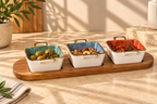 Acacia Wood Board With Dessert Bowls 4pcs