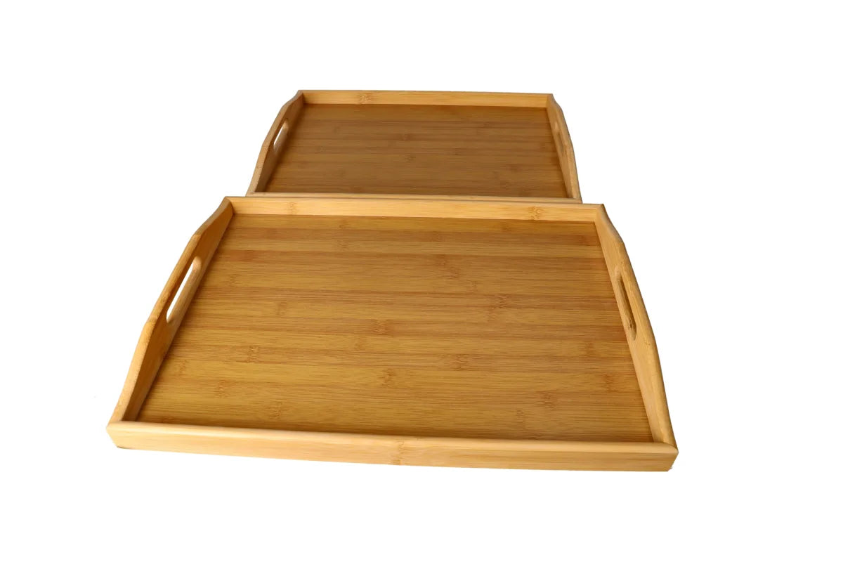 Bamboo Tea Serving Tray Set 2pcs