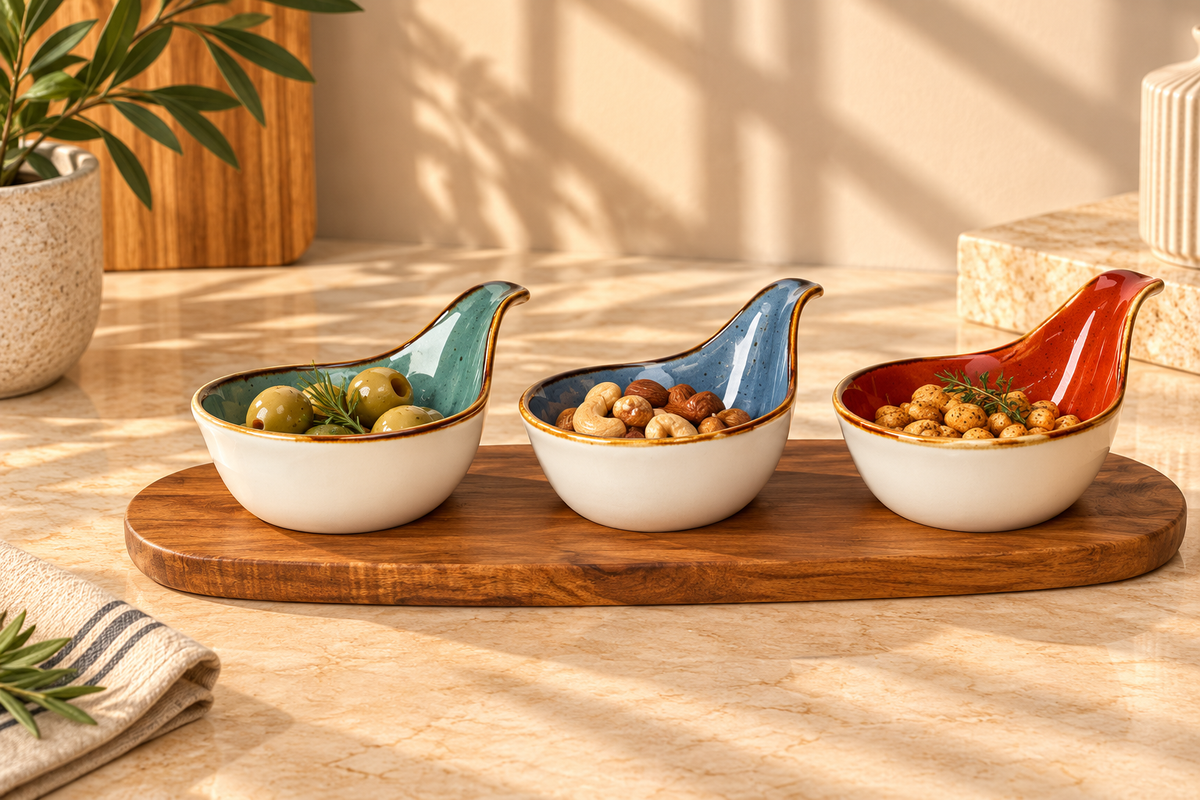 Acacia Wood Board With Dessert Bowls