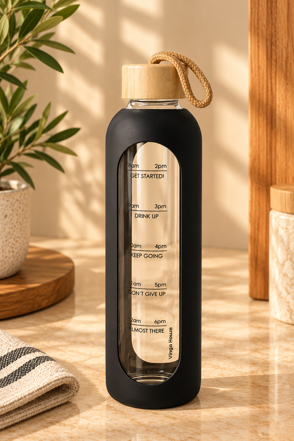 Borosilicate Glass Bottle With Silicone Cover 1L