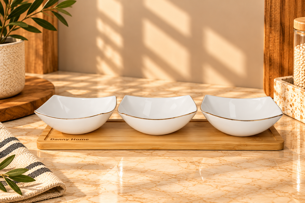 Dessert Bowls & Tray Set 4pcs