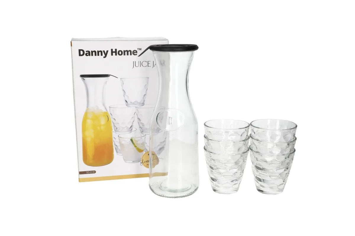 Glass Juice Jar Set 1Ltr 7PC