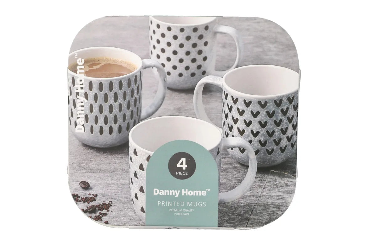 Porcelain Printed Mug Set 4pcs 400mlj