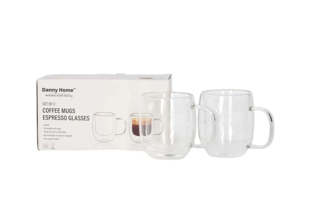 Double Walled Glass Mug with Handle 80ml