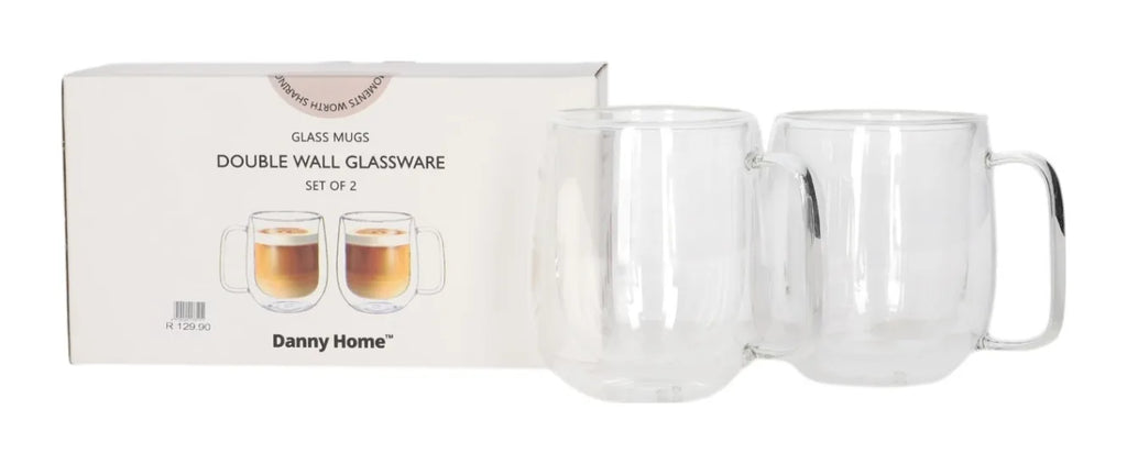 Double Walled Glass Mug with Handle 250ml
