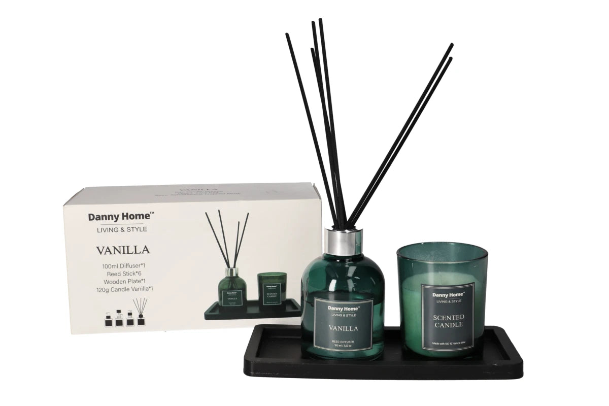 Vanilla Reed Diffuser Candle Set 9pcs