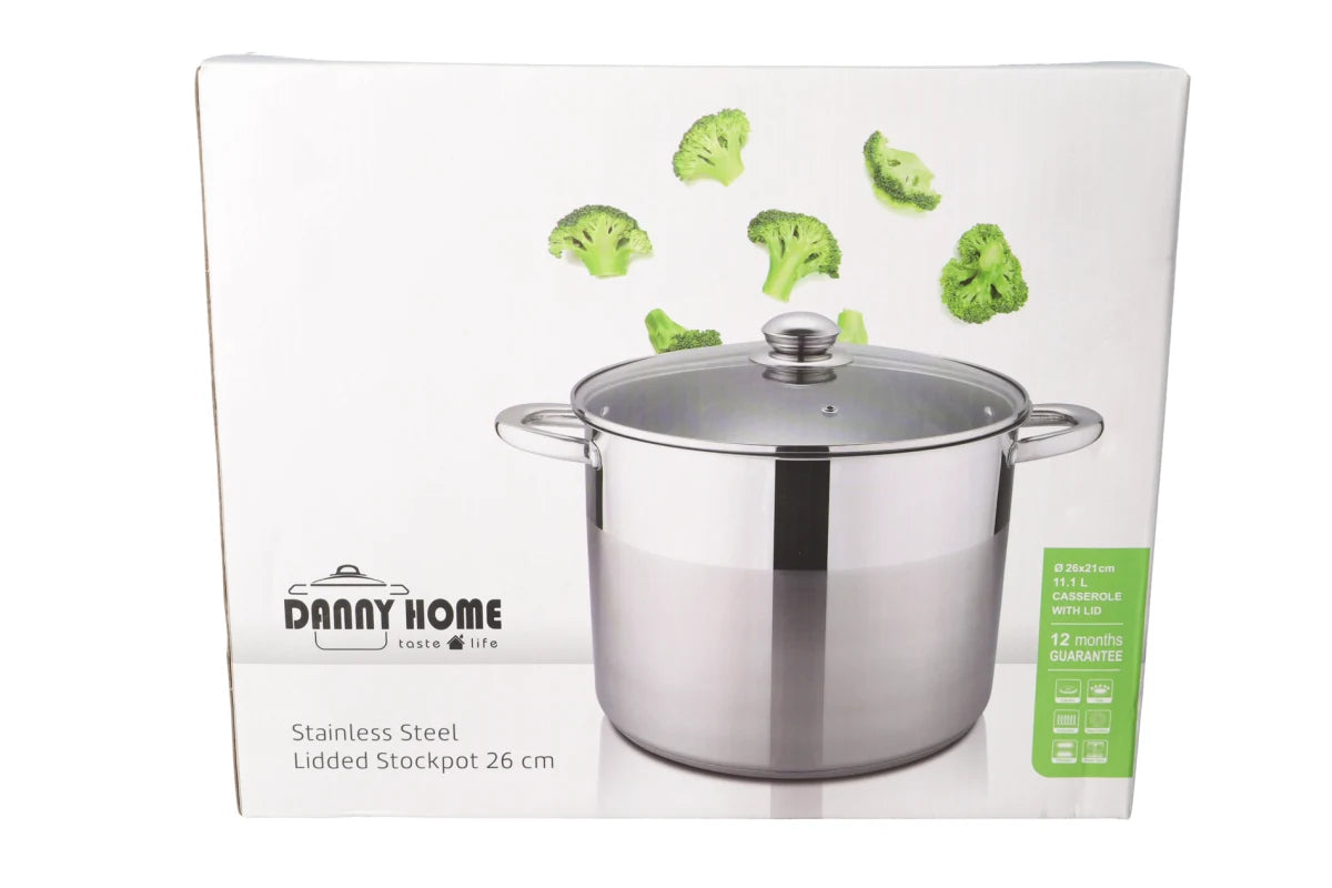 Stainless Steel Stockpot With Glass Lid 26cm