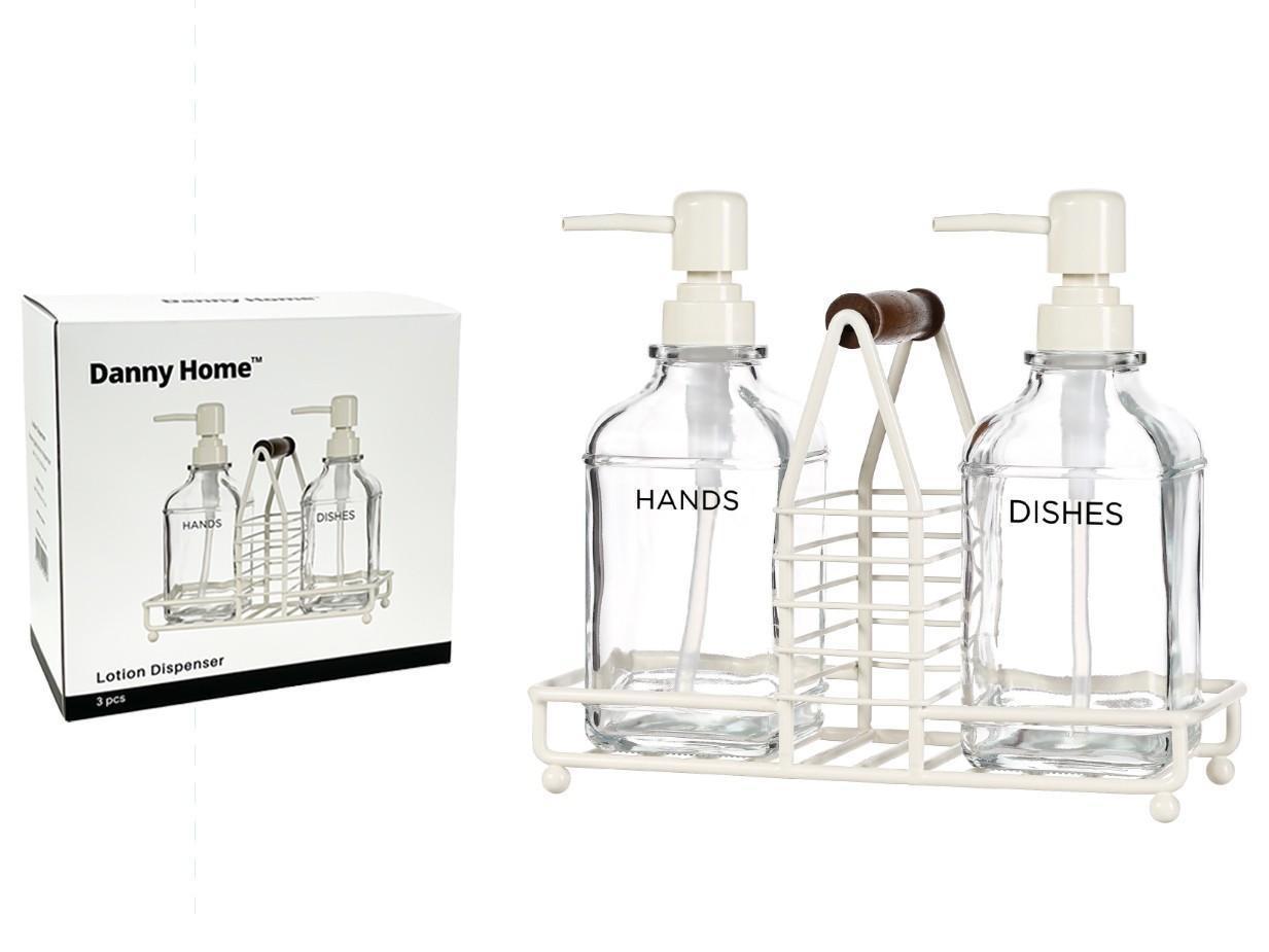 Glass Hand & Dish Soap Dispenser 3 Pcs