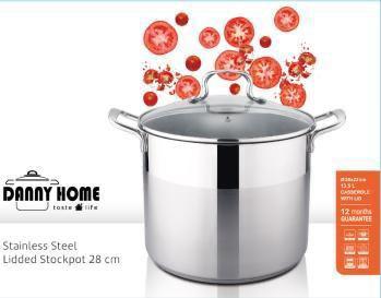Stainless Steel Stockpot With Glass Lid 28cm