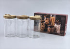 Acacia Wood Glass Storage Jar 3 pcs 750 ml
