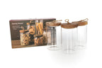 Acacia Wood Glass Storage Jar 3 pcs 750 ml