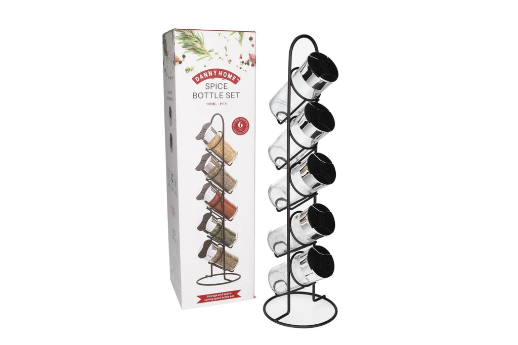 Seasoning Bottle Set With Stand 6 pcs